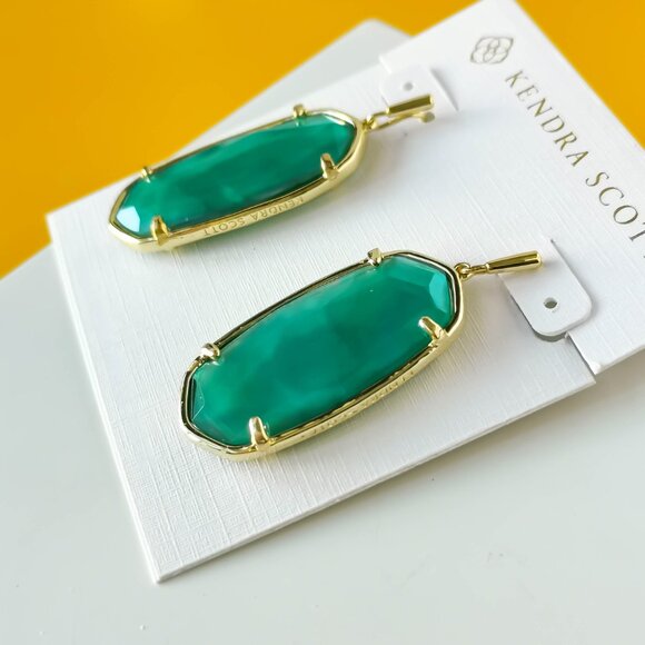 Faceted Elle Gold Jade Green Illusion Drop Earrings by Kendra Scott - Picture 2 of 3